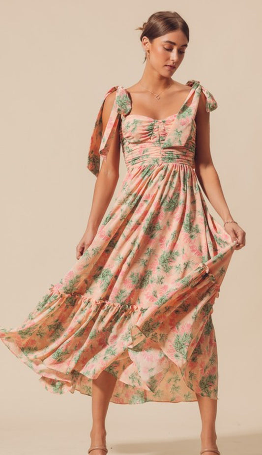 Ribbon Tie Floral Maxi