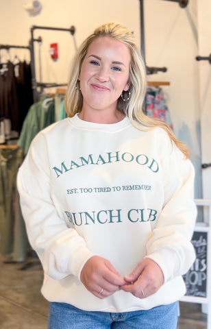 "Mamahood Brunch Club" Oversized Crew Neck