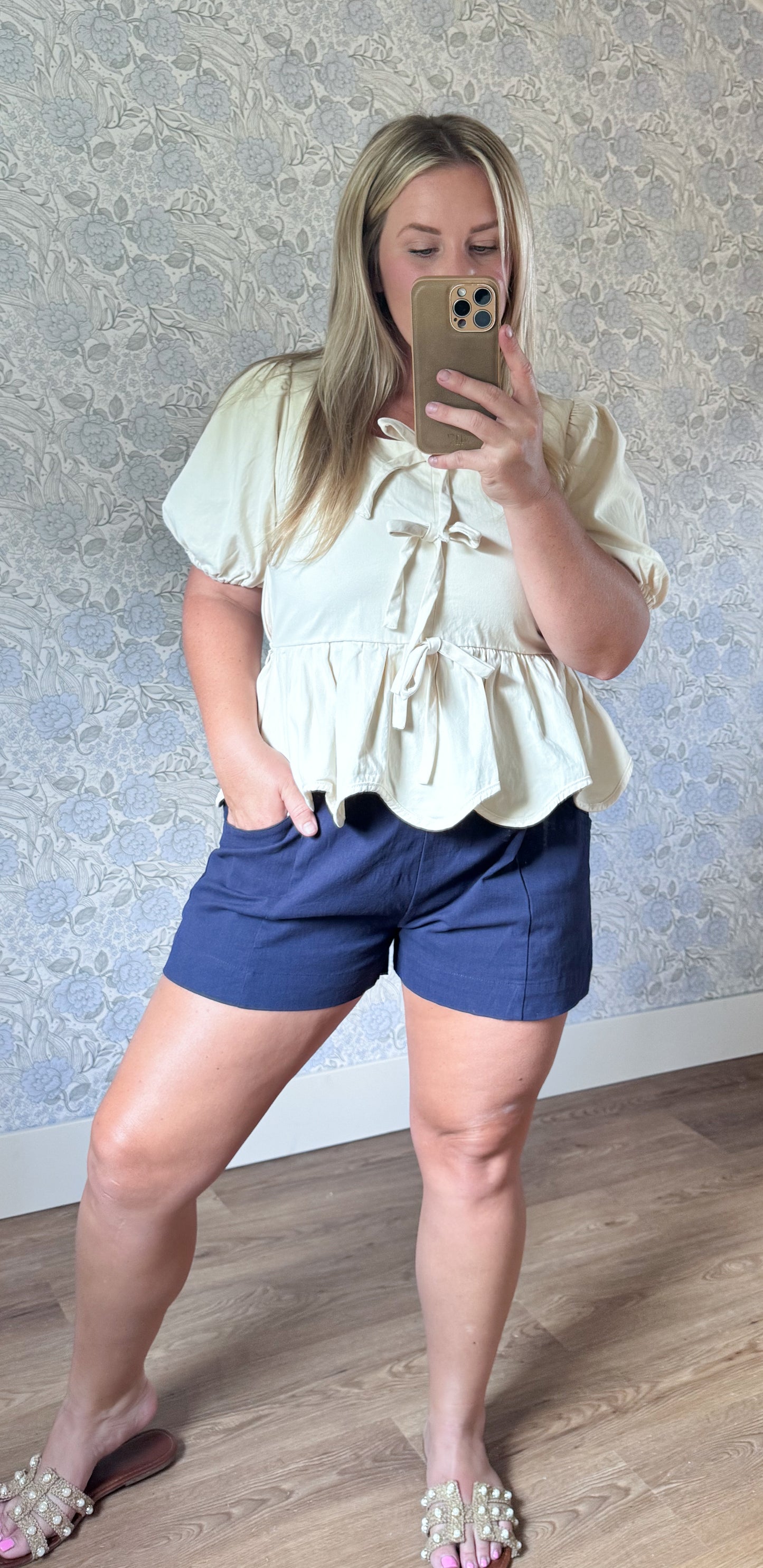 Elastic Waist Navy Short