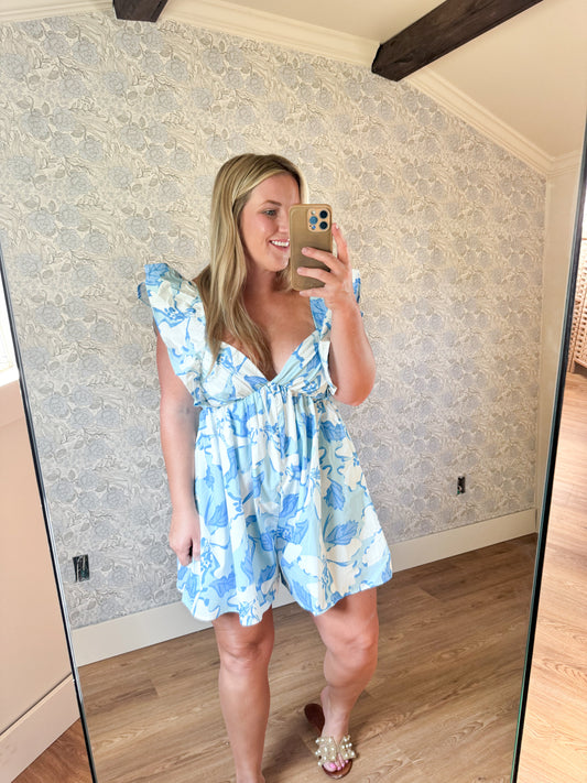 Floral Print Ruffle Romper