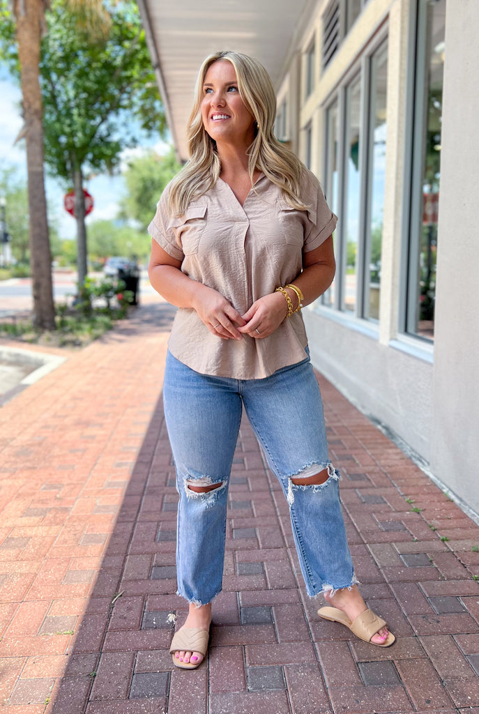 Collared Blouse - Taupe