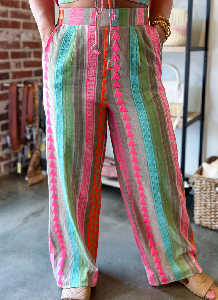 Dora Yarn Striped Pant
