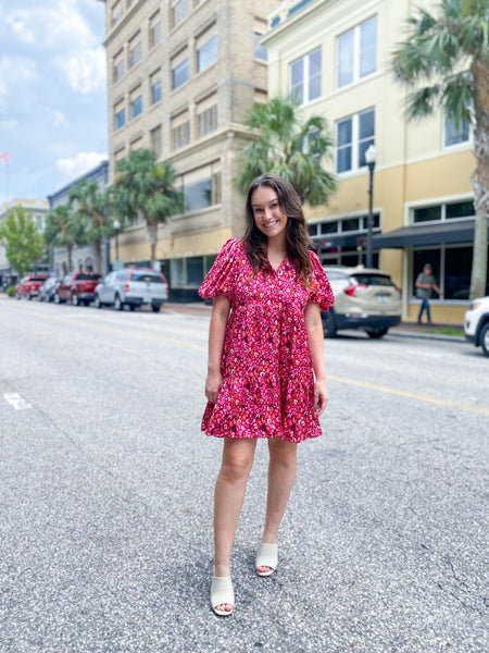 Printed Button Down Collared Dress