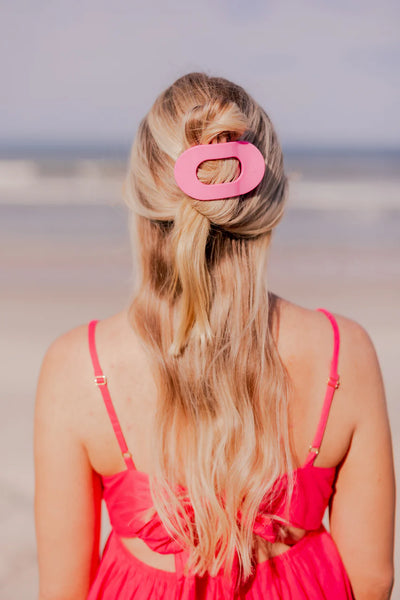 Paradise Pink Flat Round Hair Clip - Medium