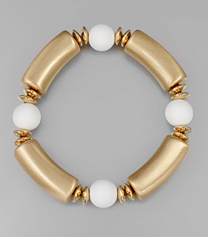 White/Gold Stretchy Bracelet