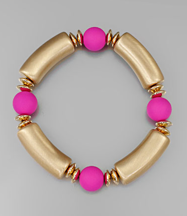 Pink/Gold Stretchy Bracelet