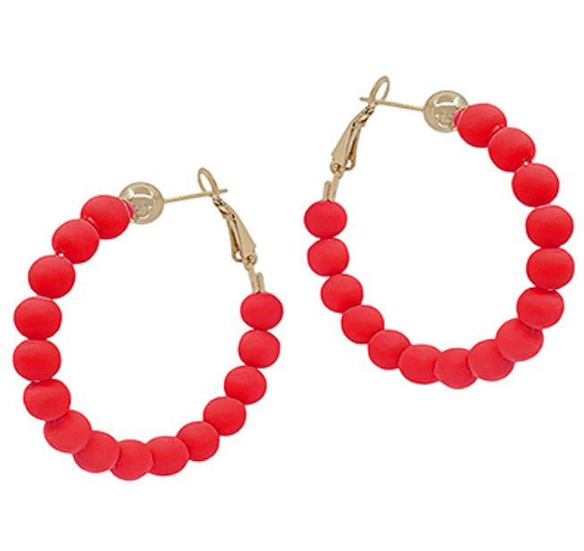 40mm Clay Ball Hoops - Red