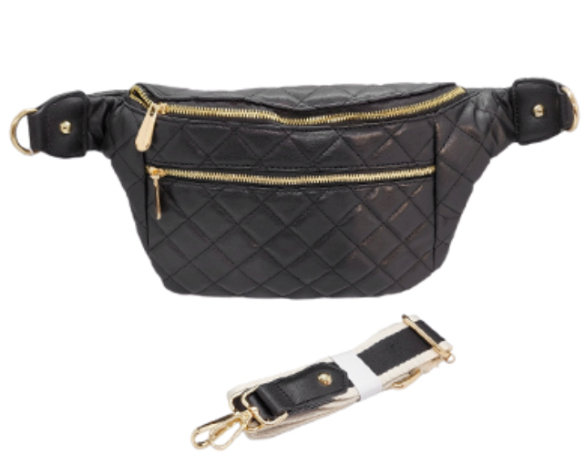 Quilted Bum Bag - Black