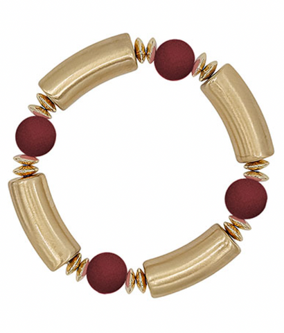 Burgundy/Gold Stretchy Bracelet