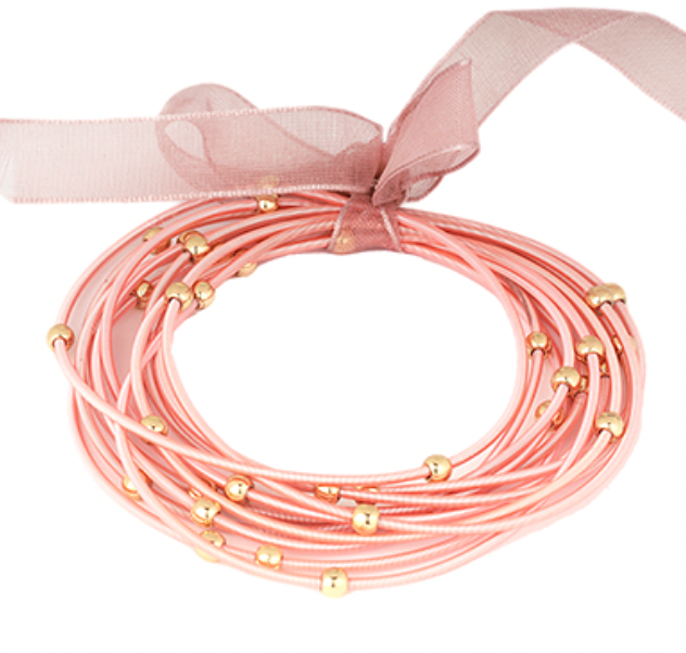 12 Row Colored Bracelet - Pink