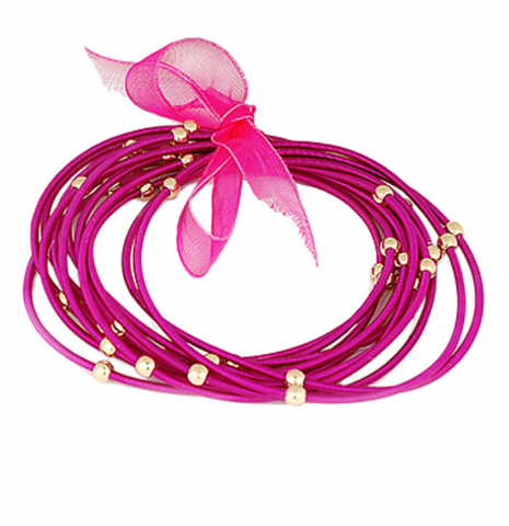 12 Row Colored Bracelet - Fuchsia