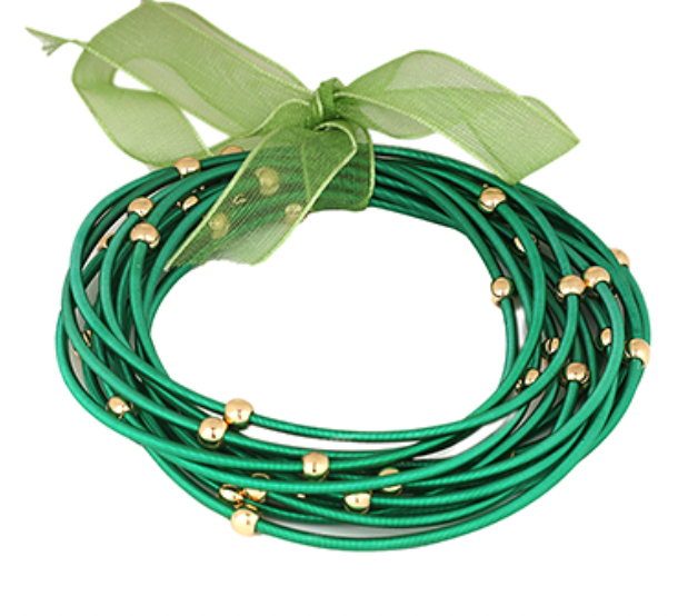 12 Row Colored Bracelet - Green