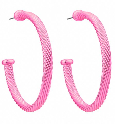 Matte Pink Cable Hoops