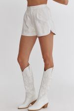White Faux Leather Short