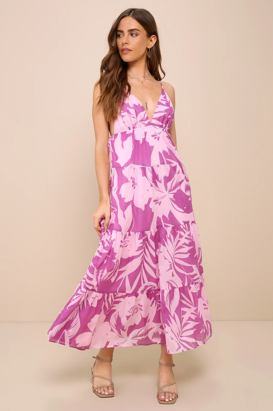 Island Pink Tropical Floral Dress