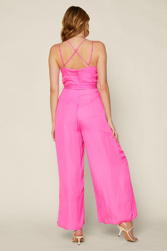 Cami Waist Tie Criss Cross Back Jumpsuit