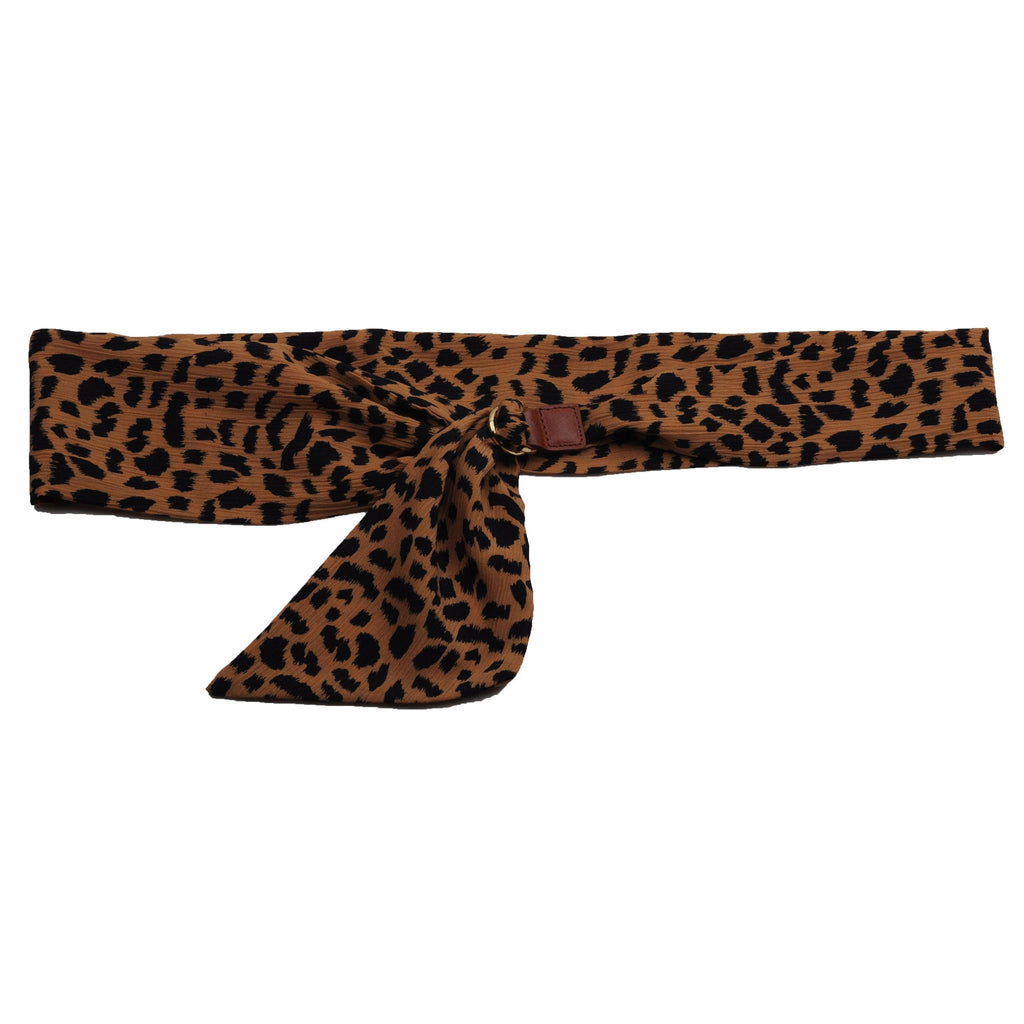 Cheetah Print Scarf Belt with Gold Buckle