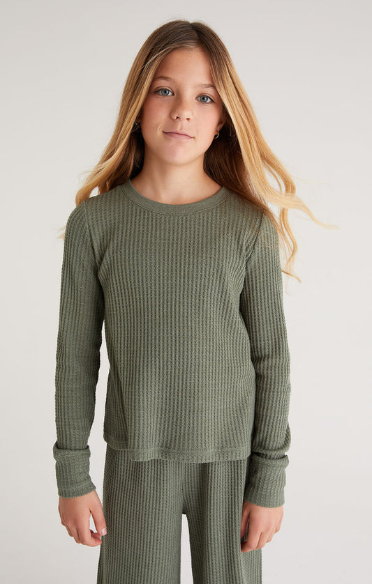 Girls Orchard Waffle Long Sleeve Top