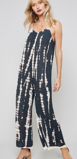 Tie-Die Waistless Wide-Leg Cami Jumpsuit