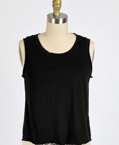 Washed Cotton Modal Jersey Tank - Black