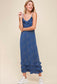 Royal Polka Dot Ruffle Detail Maxi Dress