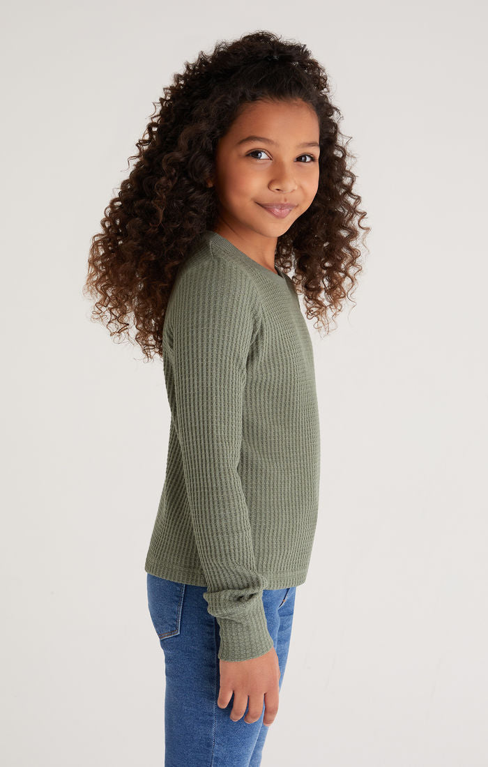 Girls Orchard Waffle Long Sleeve Top